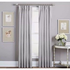 Peri Spellbound Pinch-Pleat 32x 95” Rod Pocket Lined Window Curtain Panel Silver